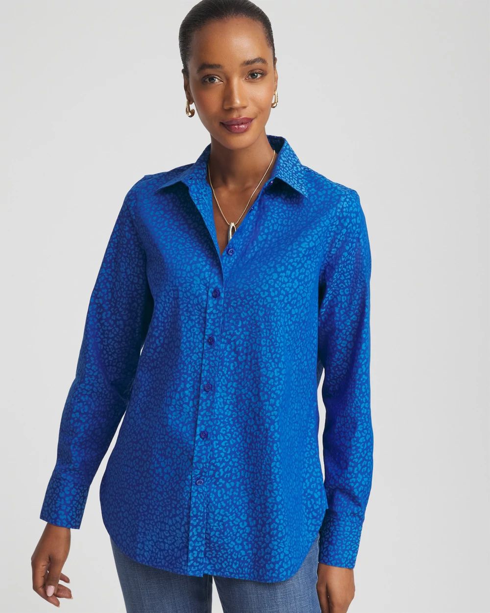 No Iron™ Jacquard Animal Motif Shirt | Chico's